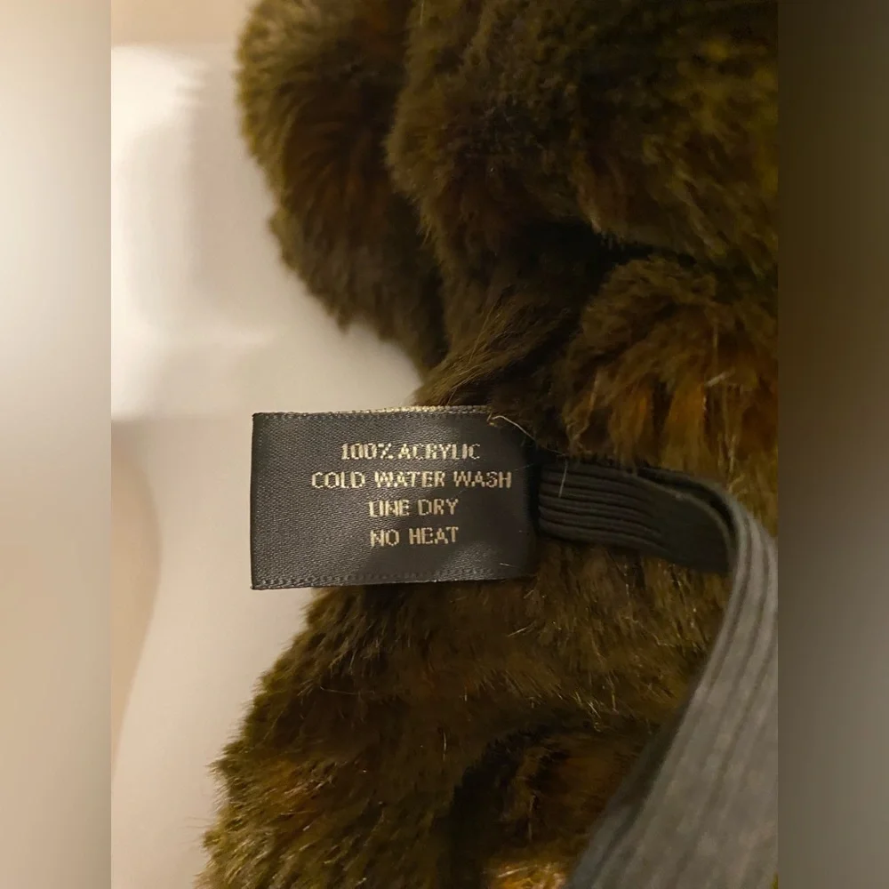 Donna Salyers Fabulous Furs Luxe Brown Faux Fur Curled Elastic Loop Neck Scarf - Picture 4 of 4